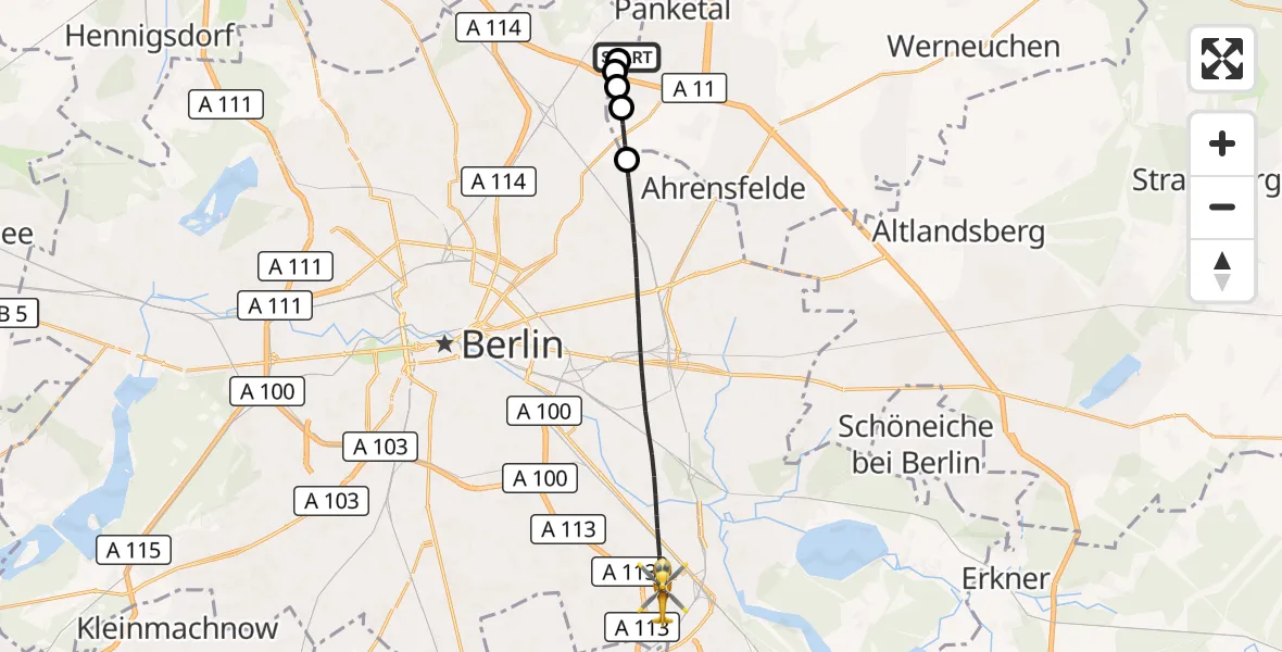 Flugroute Rettungshubschrauber Helios Clinic Berlin-Buch - Berlin, 26 Oktober 2026, 08:48