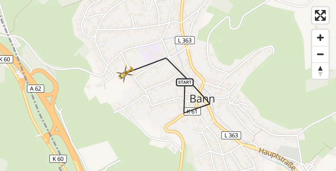 Flugroute Rettungshubschrauber Bann - Bann, 26 Oktober 2026, 08:48