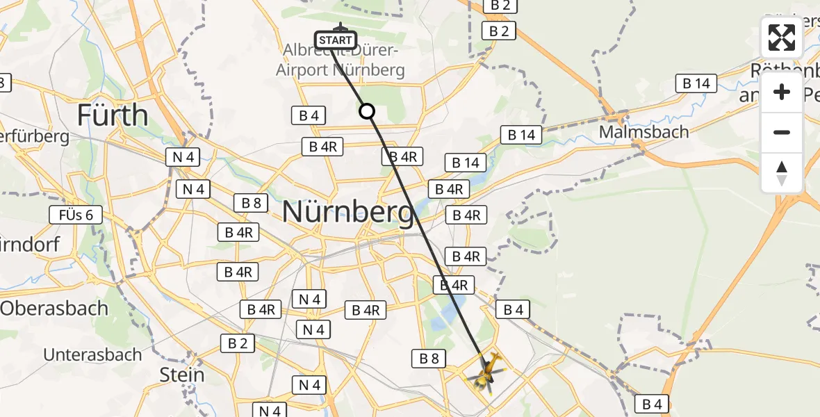 Flugroute Ambulanzhubschrauber Flughafen Nuremberg - Nürnberg, 26 Oktober 2026, 09:11