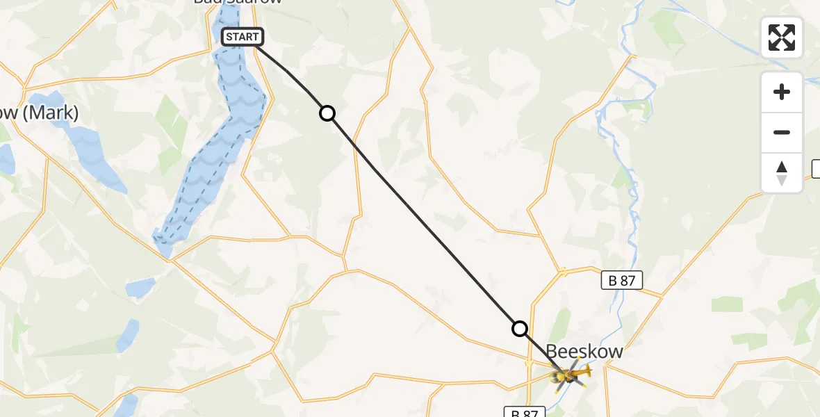 Flugroute Rettungshubschrauber Bad Saarow - Beeskow, 26 Oktober 2026, 09:13