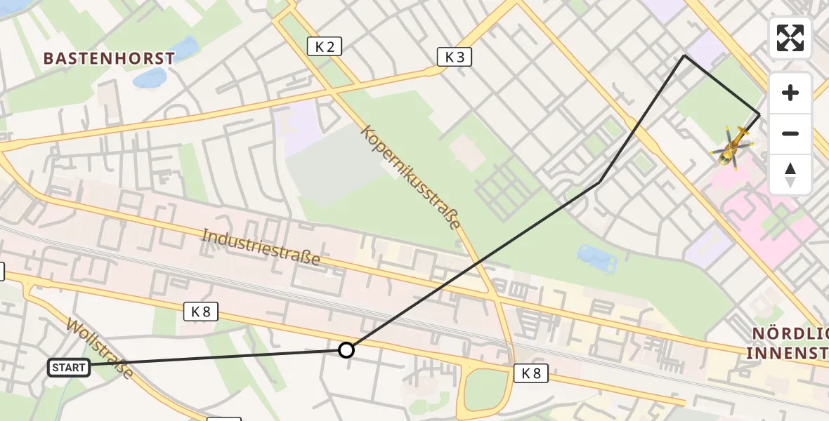 Flugroute Rettungshubschrauber Ludwigshafen Accident Hospital - Ludwigshafen am Rhein, 26 Oktober 2026, 09:15