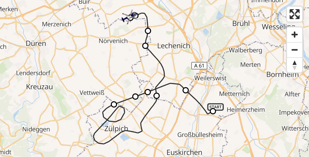 Flugroute Polizeihubschrauber Weilerswist UL - Militärflugplatz Nörvenich, 26 Oktober 2026, 09:16