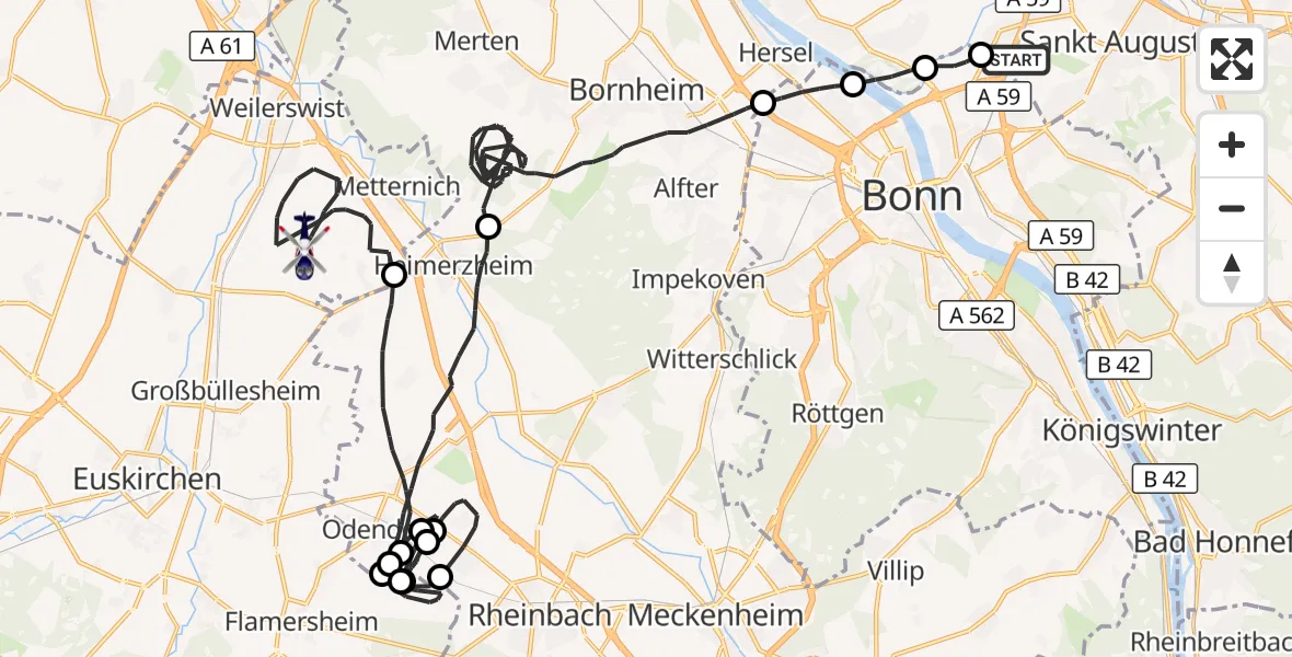 Flugroute Polizeihubschrauber Sankt Augustin - Weilerswist UL, 26 Oktober 2026, 09:26