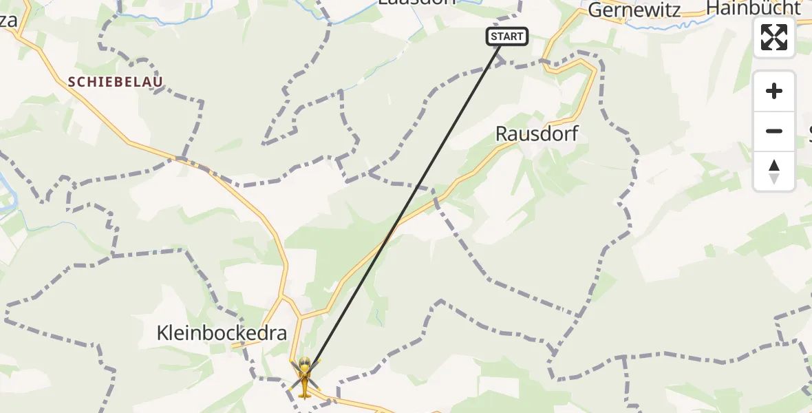 Flugroute Rettungshubschrauber Stadtroda - Großbockedra, 26 Oktober 2026, 09:33