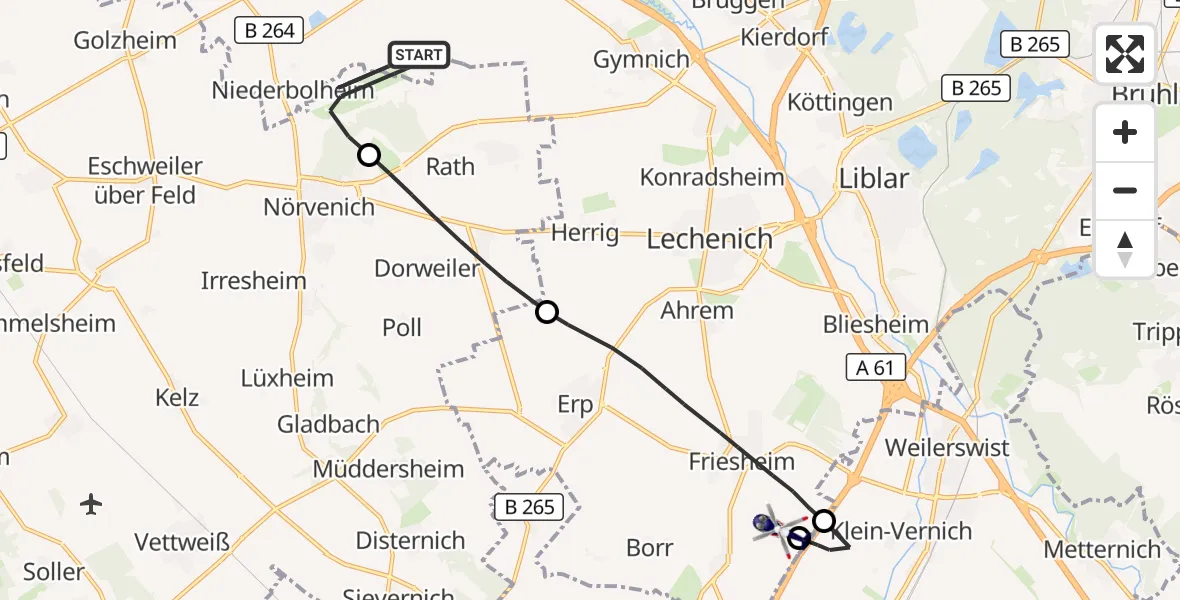 Flugroute Polizeihubschrauber Militärflugplatz Nörvenich - Erftstadt, 26 Oktober 2026, 09:47
