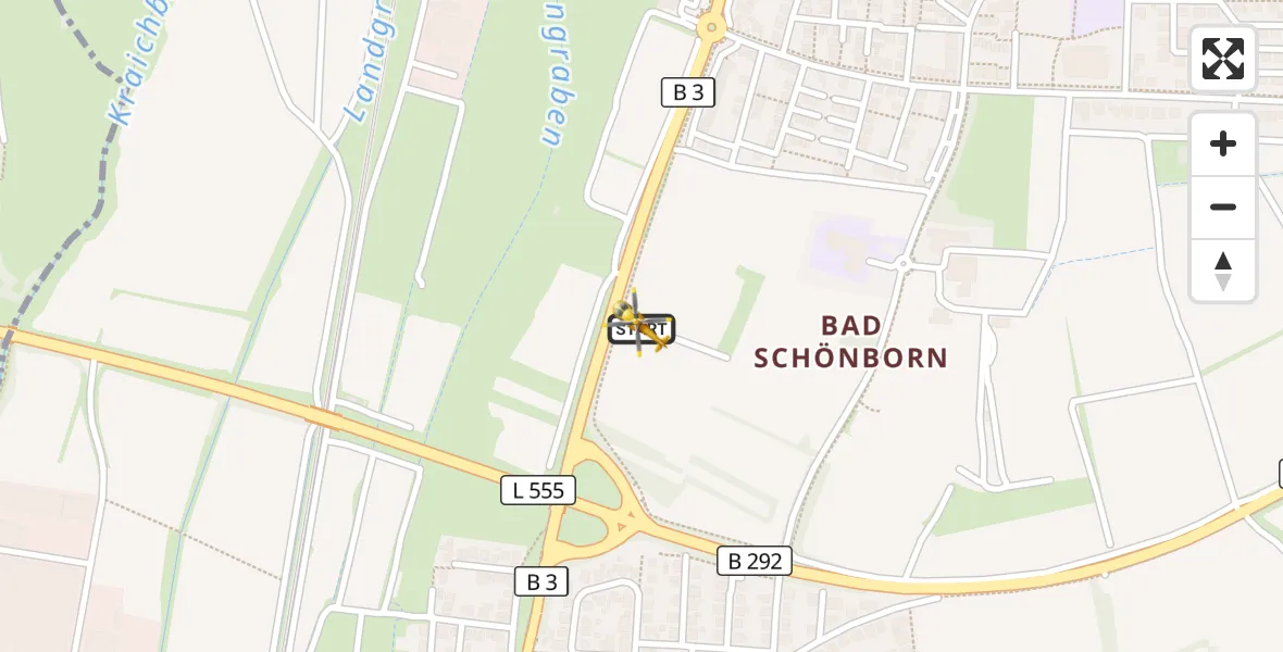 Flugroute Ambulanzhubschrauber Bad Schönborn - Bad Schönborn, 26 Oktober 2026, 10:07