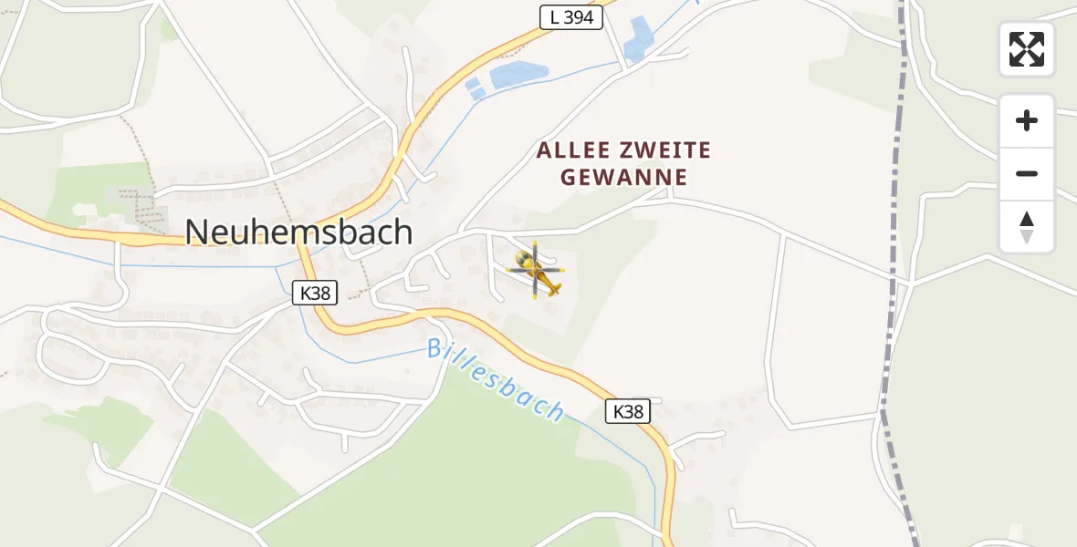 Flugroute Rettungshubschrauber Neuhemsbach - Neuhemsbach, 26 Oktober 2026, 10:17