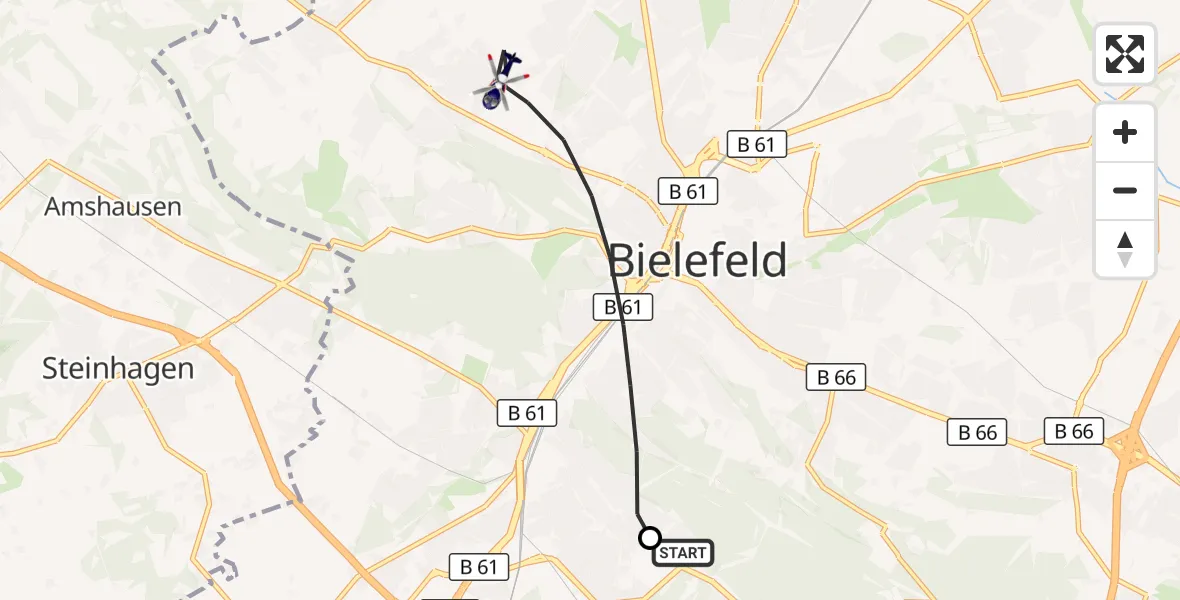 Flugroute Polizeihubschrauber Luftrettungszentrum Bielefeld - Bielefeld, 26 Oktober 2026, 10:33