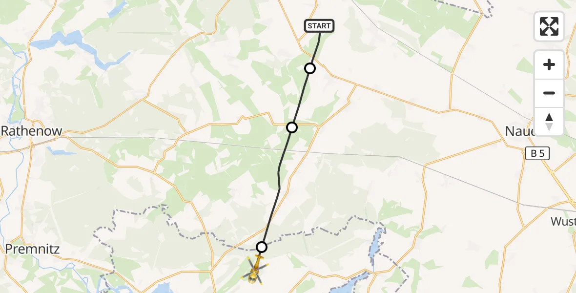 Flugroute Rettungshubschrauber Mühlenberge - Beetzseeheide, 26 Oktober 2026, 10:36