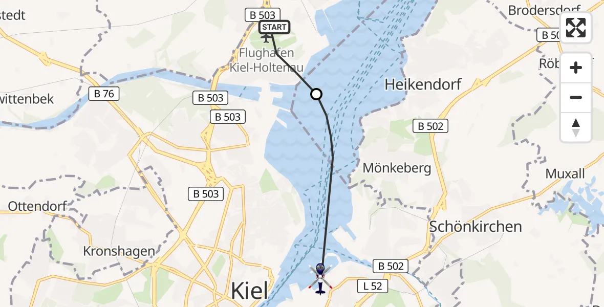 Flugroute Polizeihubschrauber Kiel-Holtenau Flughafen - Kiel, 26 Oktober 2026, 10:38
