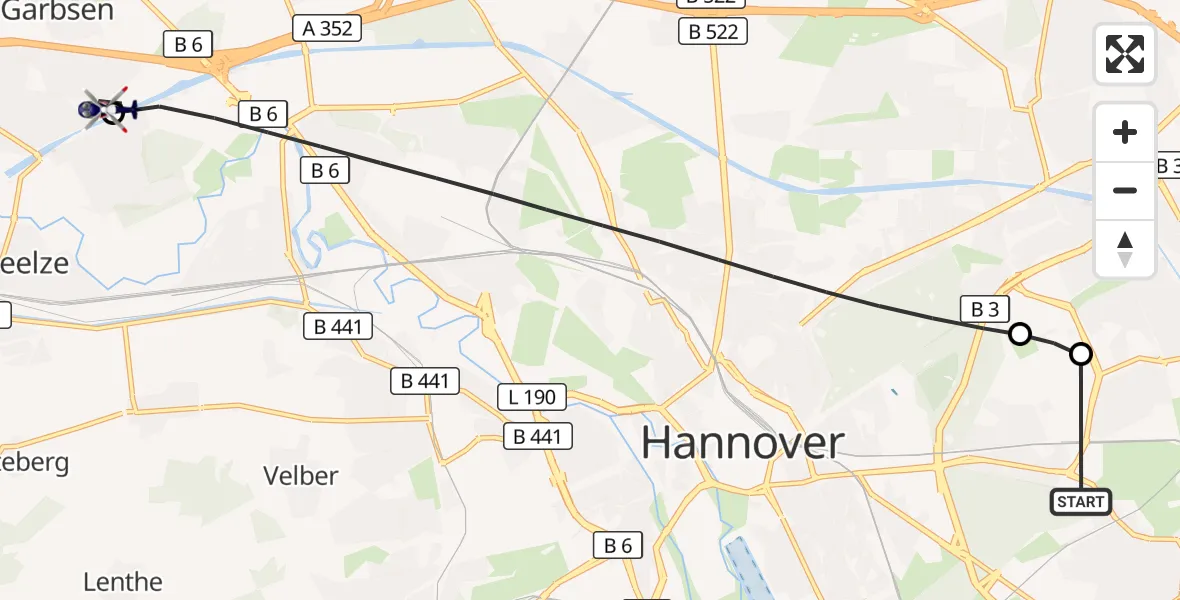 Flugroute Polizeihubschrauber Hannover - Garbsen, 26 Oktober 2026, 10:55