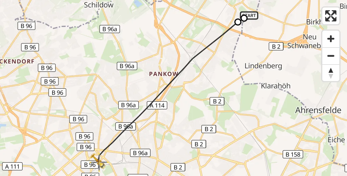 Flugroute Rettungshubschrauber Helios Clinic Berlin-Buch - Berlin, 26 Oktober 2026, 11:20