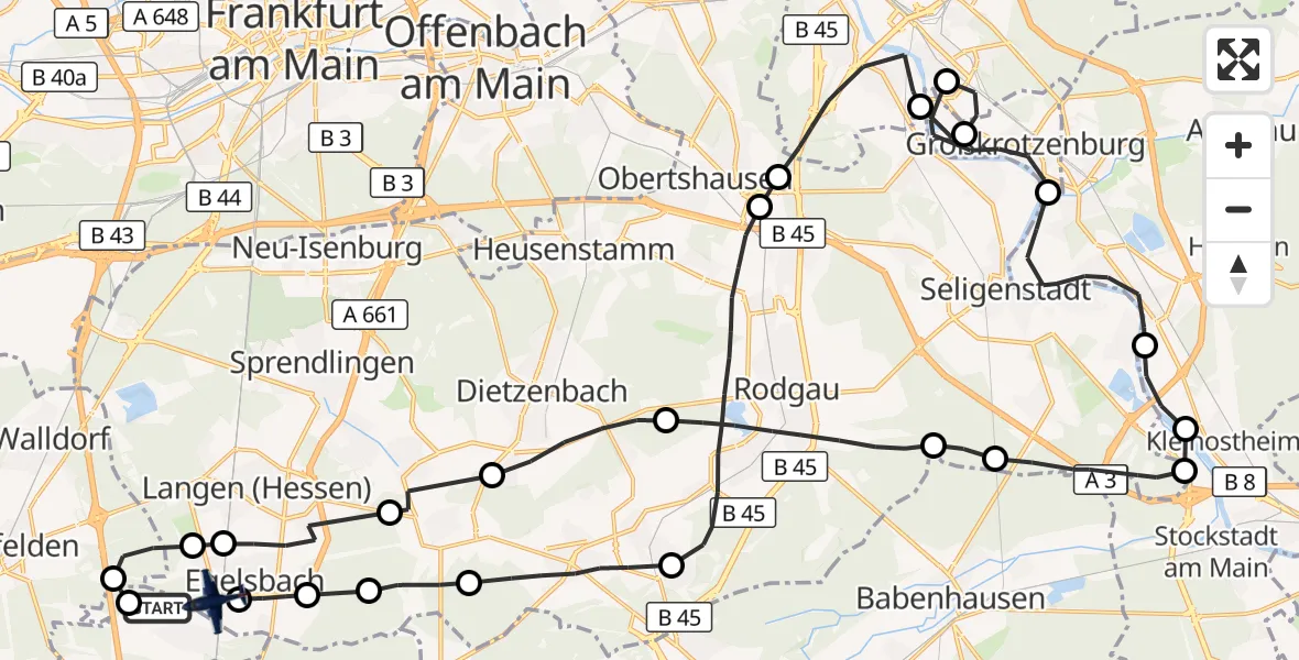 Flugroute Polizeiflugzeug Flughafen Frankfurt-Egelsbach - Flughafen Frankfurt-Egelsbach, 26 Oktober 2026, 11:56