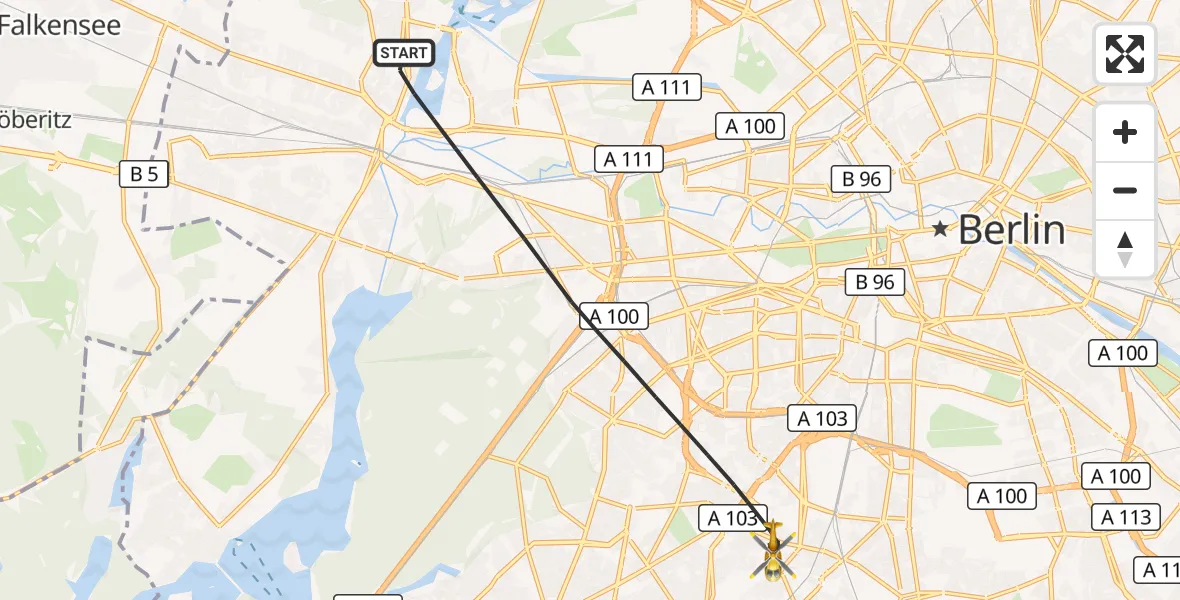 Flugroute Rettungshubschrauber Berlin - Berlin, 26 Oktober 2026, 12:00