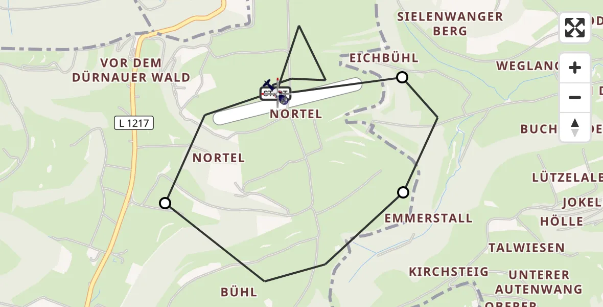 Flugroute Polizeihubschrauber Gruibingen-Nortel Flugplatz - Gruibingen-Nortel Flugplatz, 26 Oktober 2026, 12:21