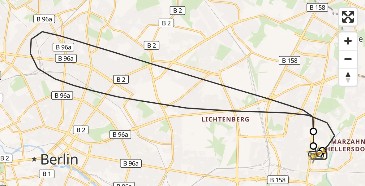 Flugroute Rettungshubschrauber Berlin Emergency Hospital - Berlin Emergency Hospital, 26 Oktober 2026, 12:22