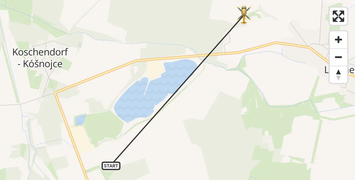 Flugroute Rettungshubschrauber Drebkau - Drebkau, 26 Oktober 2026, 12:28