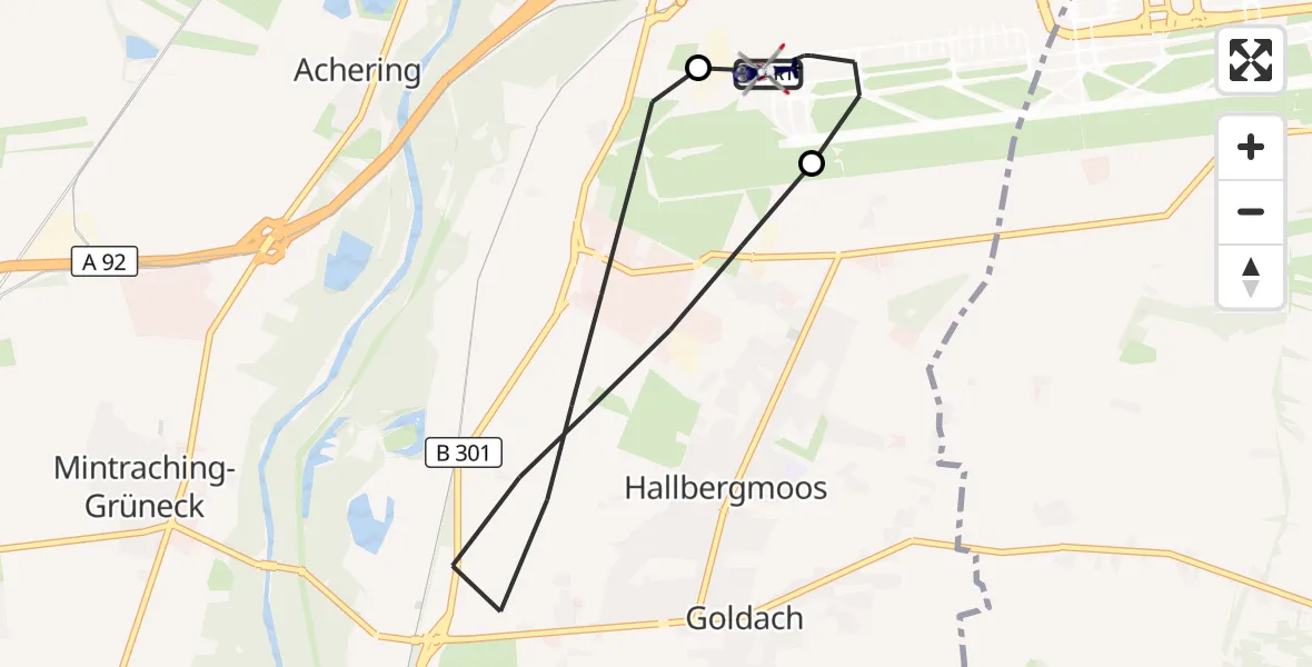 Flugroute Polizeihubschrauber München Flughafen - München Flughafen, 26 Oktober 2026, 12:30