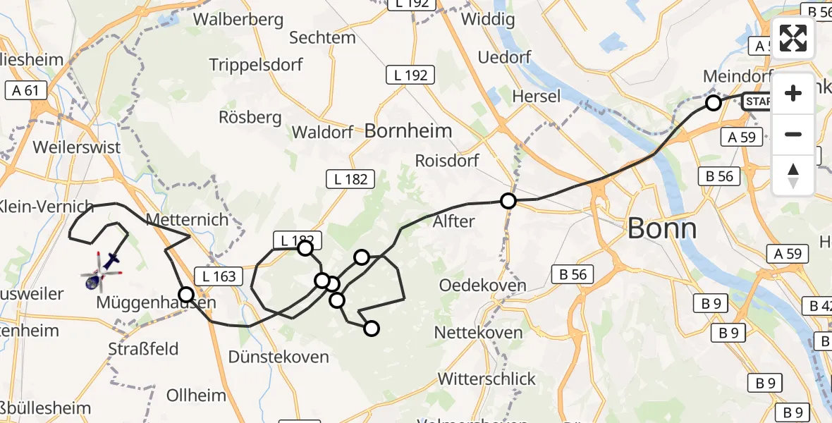 Flugroute Polizeihubschrauber Sankt Augustin - Weilerswist UL, 26 Oktober 2026, 12:32