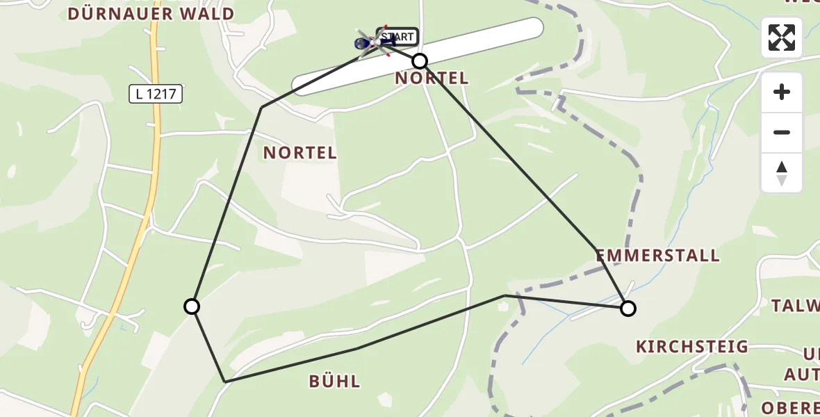 Flugroute Polizeihubschrauber Gruibingen-Nortel Flugplatz - Gruibingen-Nortel Flugplatz, 26 Oktober 2026, 12:33