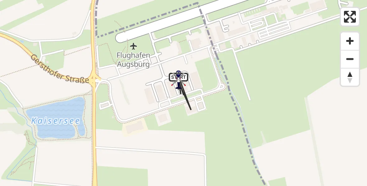 Flugroute Polizeihubschrauber Augsburg Flughafen - Augsburg Flughafen, 26 Oktober 2026, 12:43