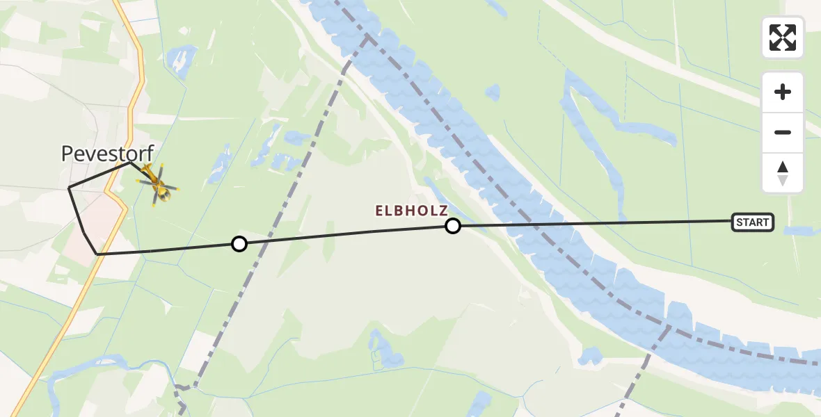 Flugroute Rettungshubschrauber Lenzen (Elbe) - Höhbeck, 26 Oktober 2026, 12:44