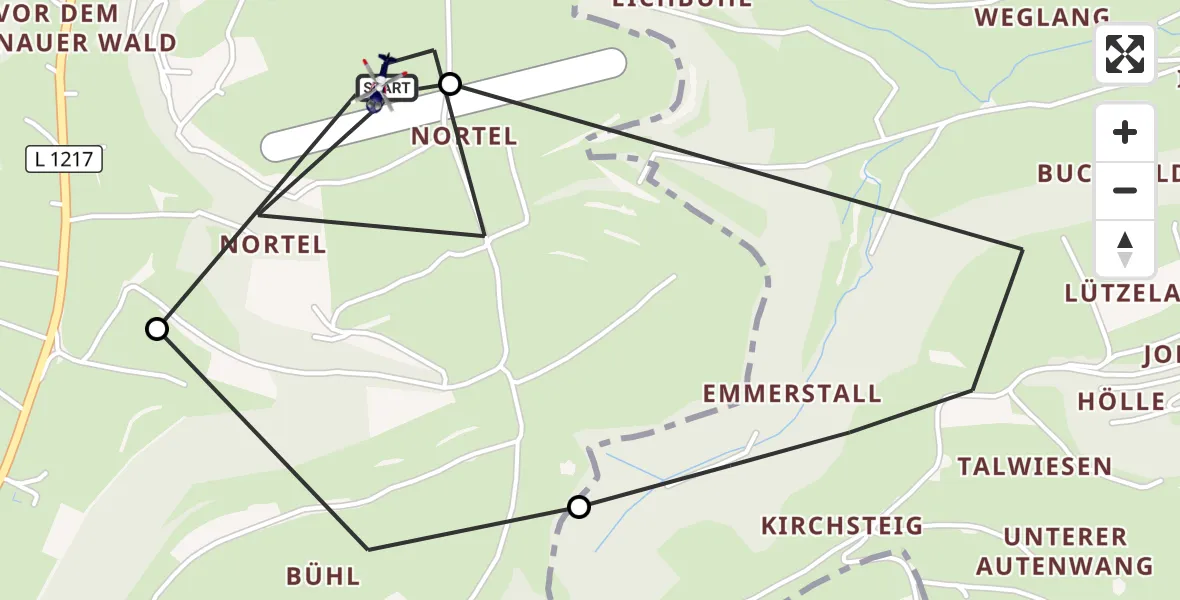 Flugroute Polizeihubschrauber Gruibingen-Nortel Flugplatz - Gruibingen-Nortel Flugplatz, 26 Oktober 2026, 12:49
