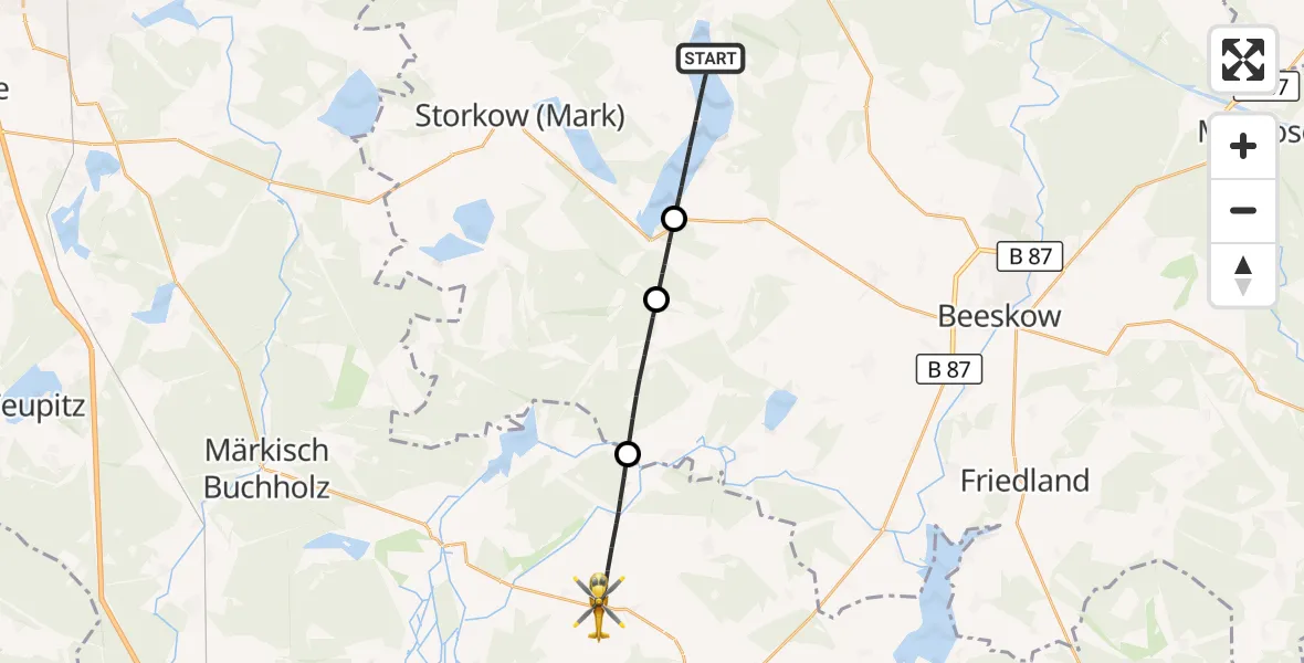 Flugroute Rettungshubschrauber Bad Saarow - Märkische Heide, 26 Oktober 2026, 12:58