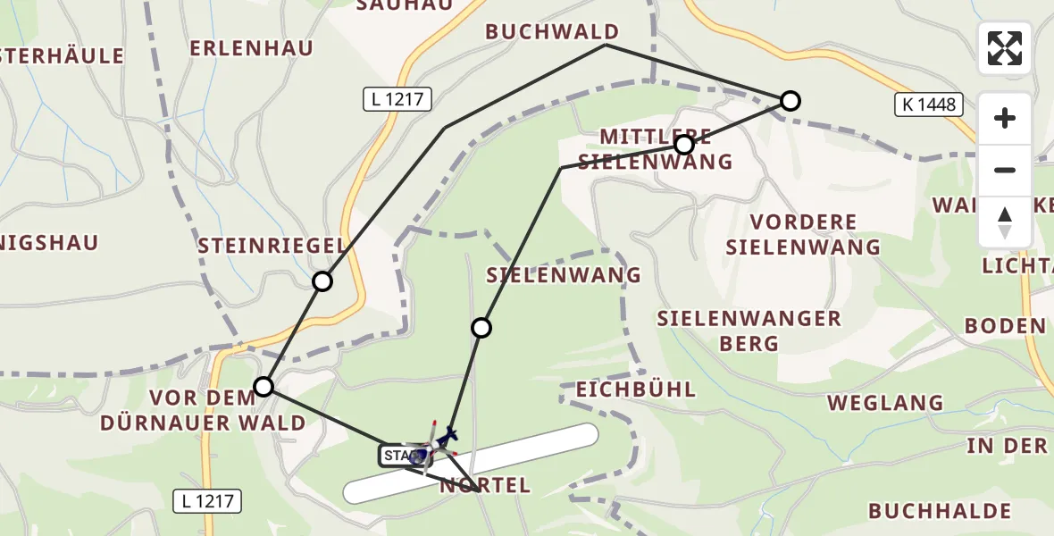 Flugroute Polizeihubschrauber Gruibingen-Nortel Flugplatz - Gruibingen-Nortel Flugplatz, 26 Oktober 2026, 13:13