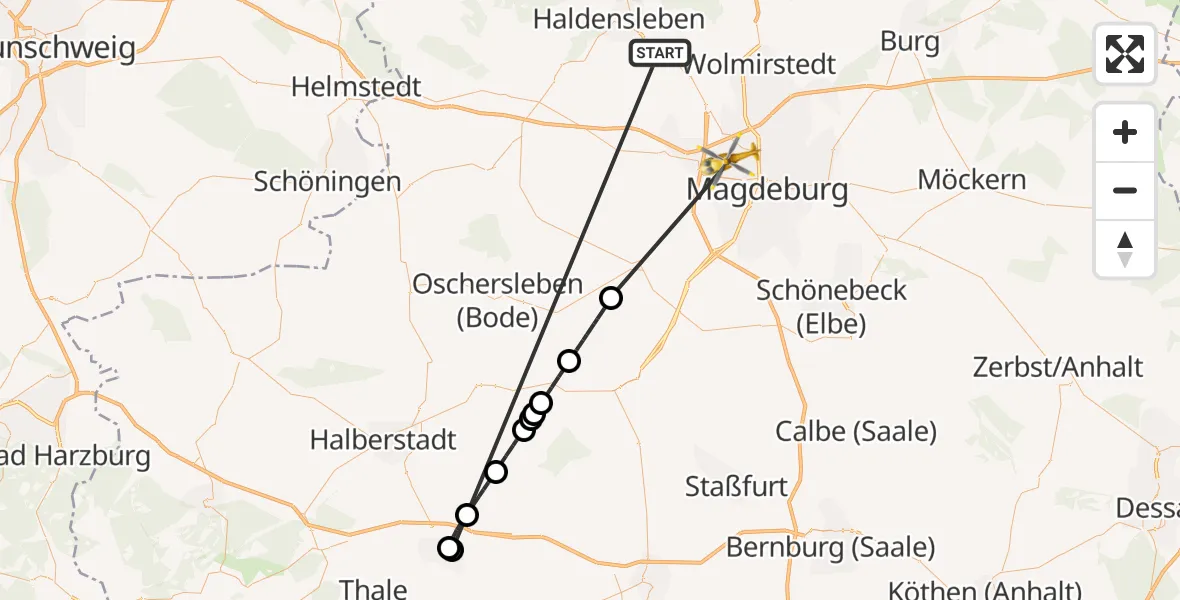 Flugroute Rettungshubschrauber Haldensleben - Magdeburg Hospital, 26 Oktober 2026, 13:20