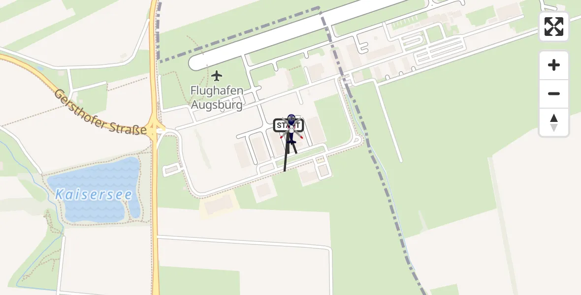 Flugroute Polizeihubschrauber Augsburg Flughafen - Augsburg Flughafen, 26 Oktober 2026, 13:22