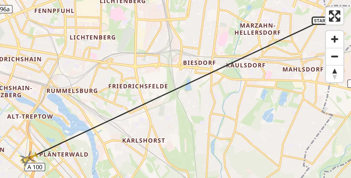 Flugroute Rettungshubschrauber Berlin - Berlin, 26 Oktober 2026, 13:23