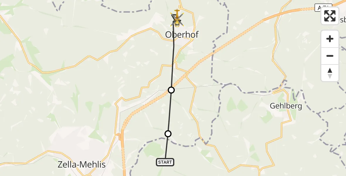 Flugroute Rettungshubschrauber Suhl - Oberhof, 26 Oktober 2026, 13:38