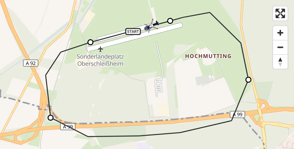 Flugroute Polizeihubschrauber Schleissheim Flugplatz - Oberschleissheim Hubschrauberlandeplatz, 26 Oktober 2026, 14:03