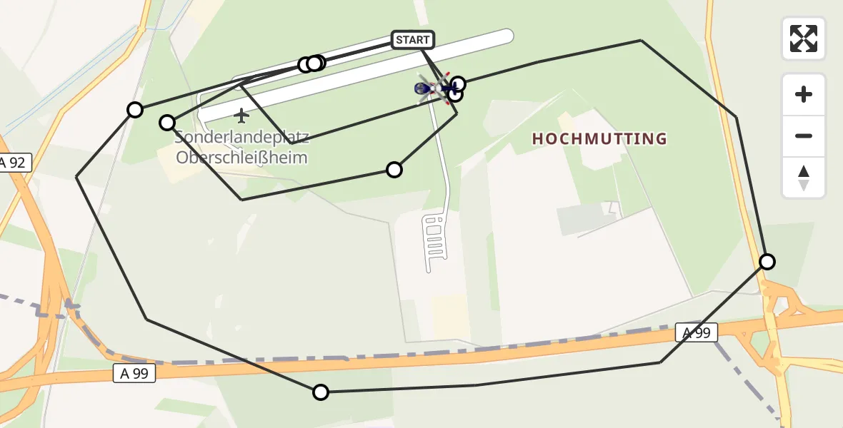 Flugroute Polizeihubschrauber Oberschleissheim Hubschrauberlandeplatz - Oberschleissheim Hubschrauberlandeplatz, 26 Oktober 2026, 14:08
