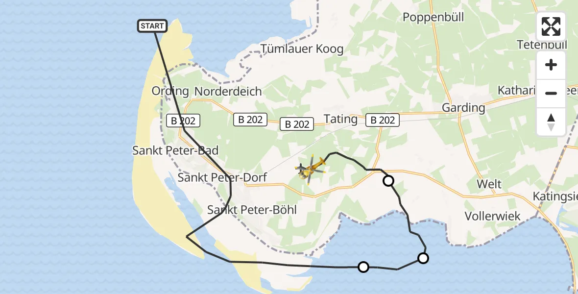 Flugroute Ambulanzhubschrauber Sankt Peter-Ording - Sankt Peter-Ording Flughafen, 26 Oktober 2026, 14:31