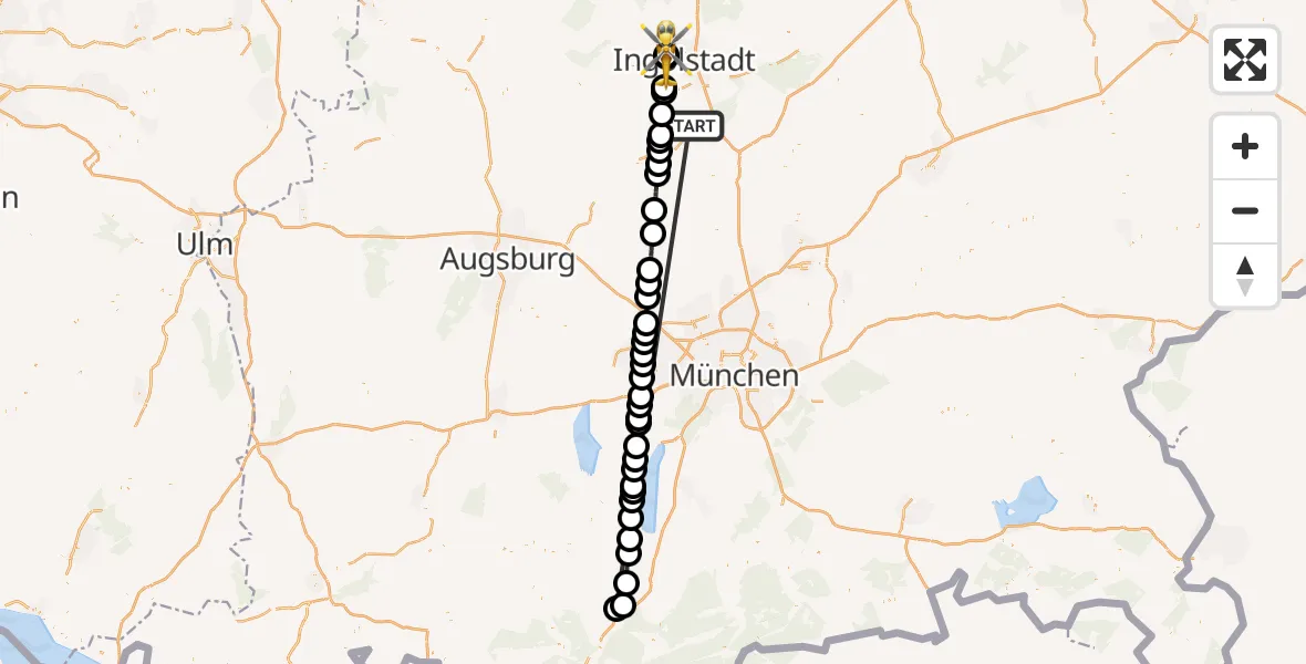 Flugroute Rettungshubschrauber Reichertshofen - Ingolstadt Hospital, 26 Oktober 2026, 15:04