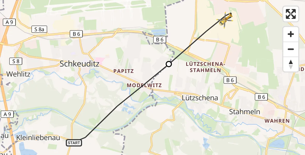 Flugroute Rettungshubschrauber Schkeuditz - Leipzig, 26 Oktober 2026, 15:20