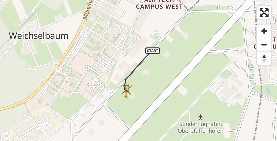 Flugroute Rettungshubschrauber Oberpfaffenhofen Flughafen - Oberpfaffenhofen Flughafen, 26 Oktober 2026, 15:20