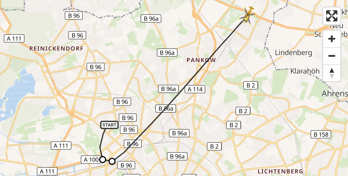 Flugroute Rettungshubschrauber Berlin - Berlin, 26 Oktober 2026, 15:22