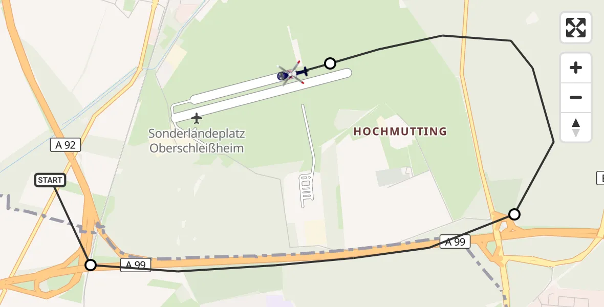 Flugroute Polizeihubschrauber Oberschleißheim - Oberschleissheim Hubschrauberlandeplatz, 26 Oktober 2026, 15:28