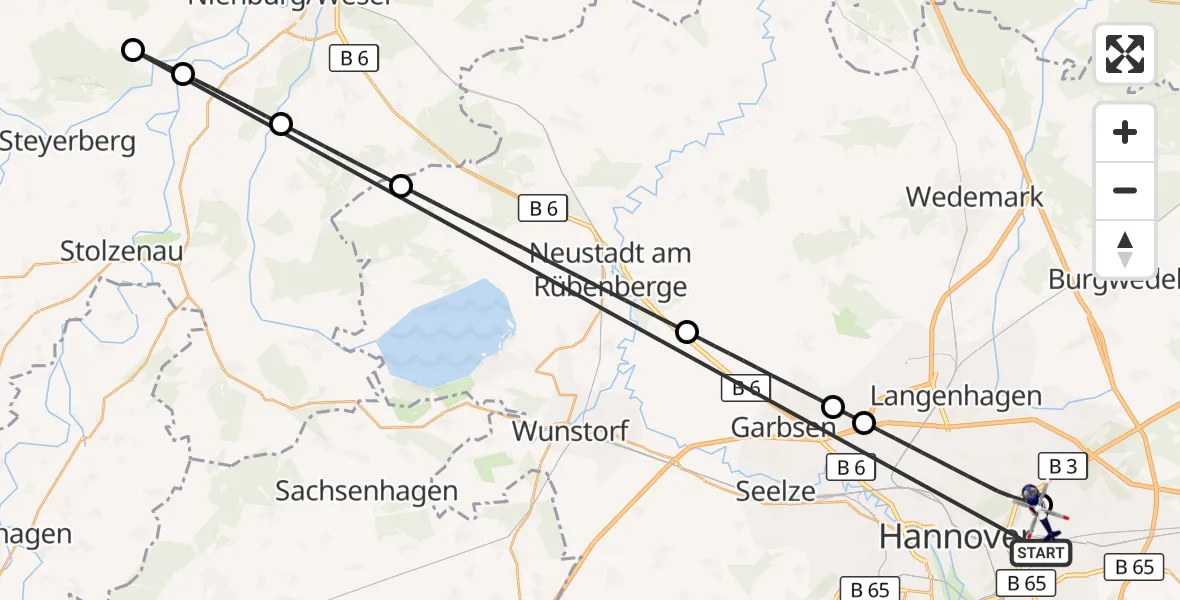 Flugroute Polizeihubschrauber Hannover - Hannover Luftrettung Hubschrauberlandeplatz (Christoph 4), 26 Oktober 2026, 15:31