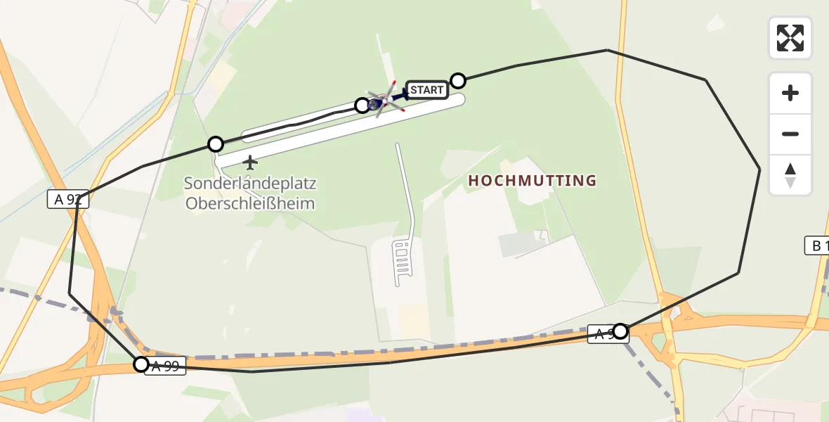 Flugroute Polizeihubschrauber Oberschleissheim Hubschrauberlandeplatz - Oberschleissheim Hubschrauberlandeplatz, 26 Oktober 2026, 15:32