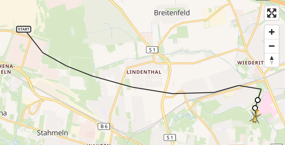 Flugroute Rettungshubschrauber Leipzig - Sankt Georg Hospital Leipzig Reserve, 26 Oktober 2026, 15:41