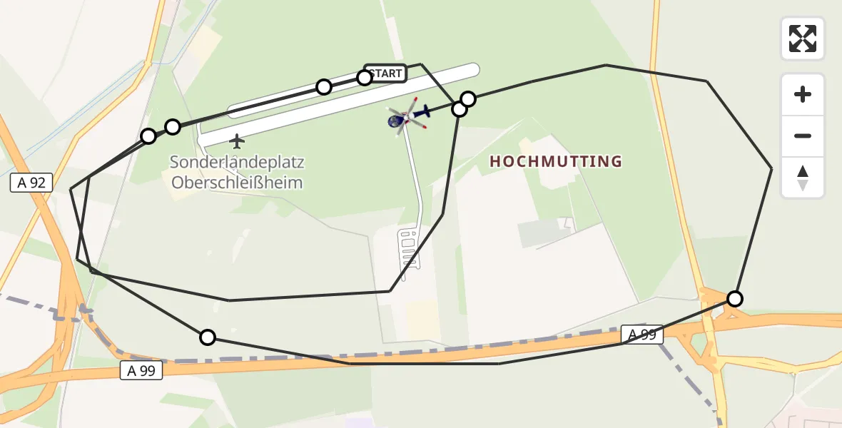 Flugroute Polizeihubschrauber Oberschleissheim Hubschrauberlandeplatz - Oberschleissheim Hubschrauberlandeplatz, 26 Oktober 2026, 15:48