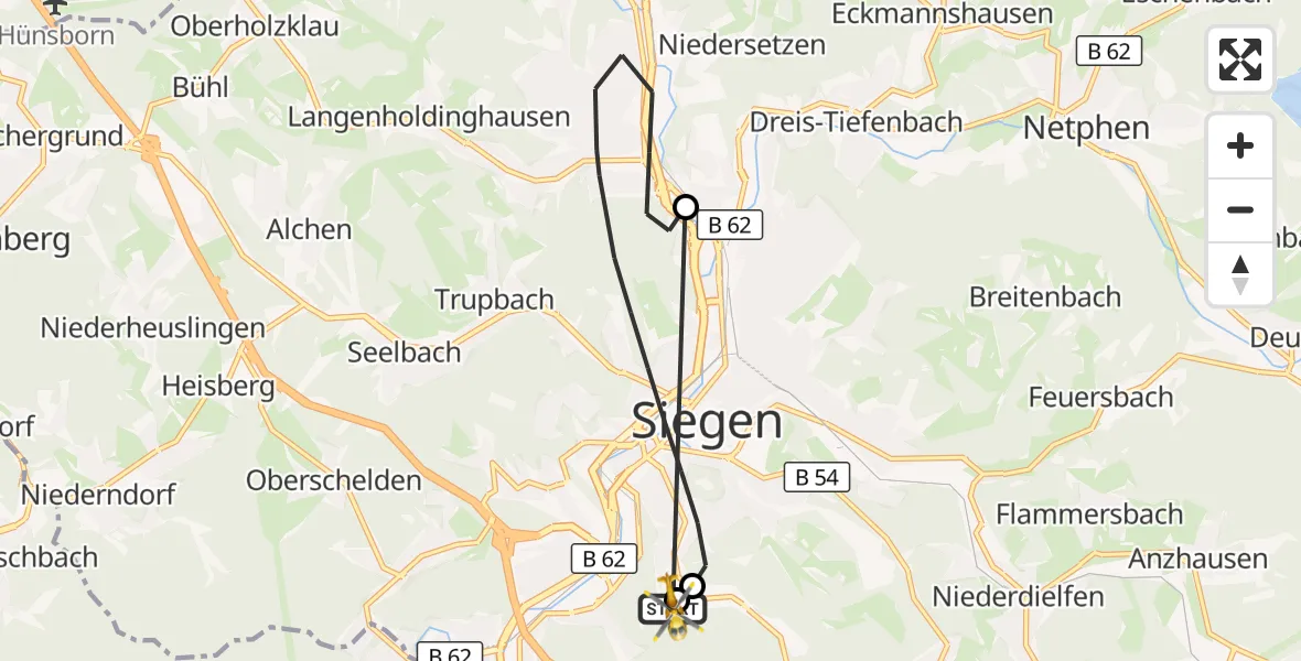Flugroute Rettungshubschrauber Evangelisches Jung-Stilling Hospital - Evangelisches Jung-Stilling Hospital, 26 Oktober 2026, 15:58