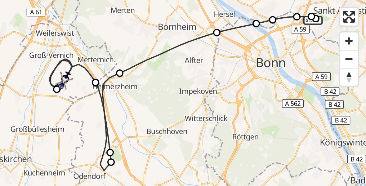 Flugroute Polizeihubschrauber Sankt Augustin - Weilerswist UL, 26 Oktober 2026, 16:35