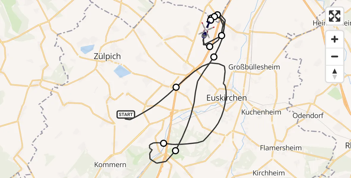 Flugroute Polizeihubschrauber Zülpich - Zülpich, 26 Oktober 2026, 17:33