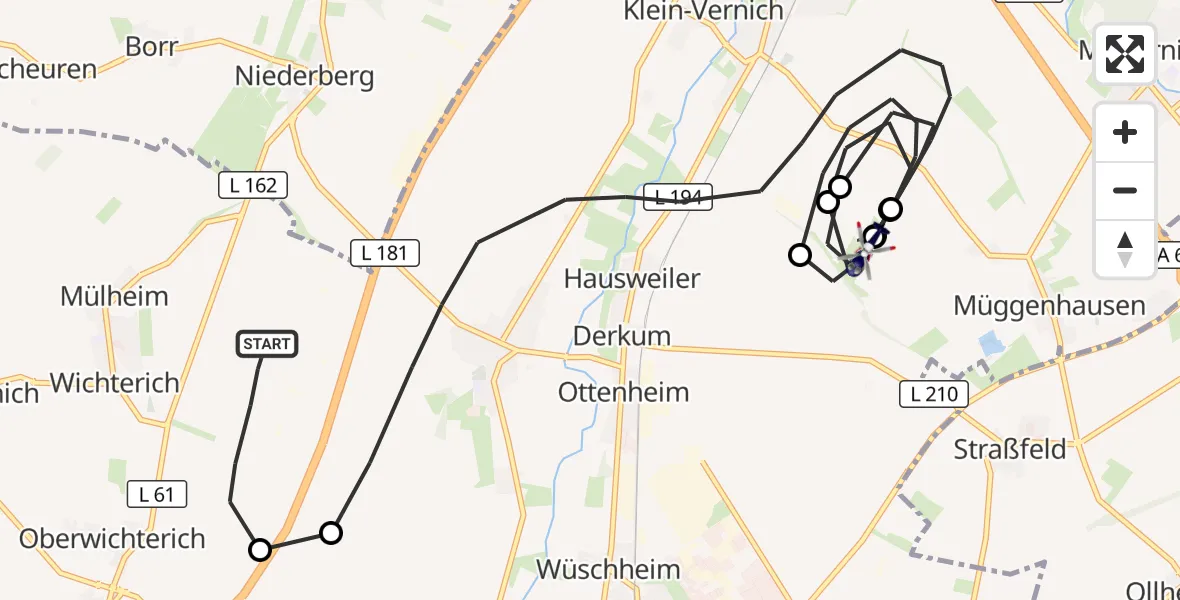 Flugroute Polizeihubschrauber Zülpich - Weilerswist UL, 26 Oktober 2026, 18:05