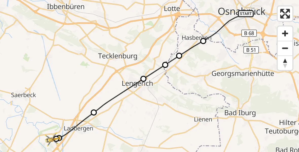 Flugroute Ambulanzhubschrauber Osnabrück - Christoph  Westfalen-ADAC, 27 Oktober 2026, 00:48